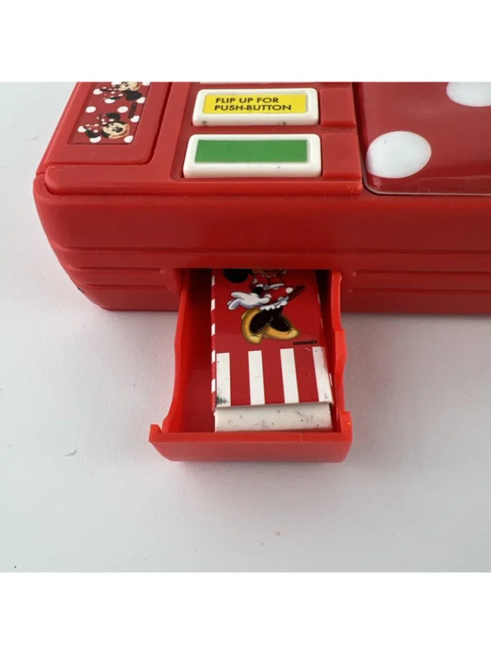 Vtg 90s Disney Minnie Mouse Mechanical Pop Out Pencil Case with Original Pencils